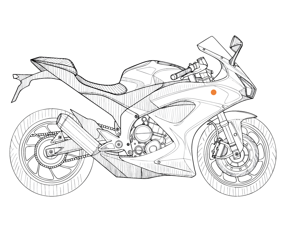Blueprint sketch of a sport motorcycle