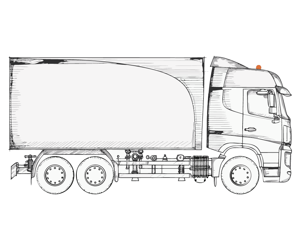Blueprint sketch of a freight truck